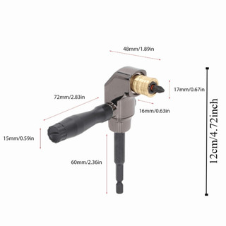 Máy khoan góc phải HOMEHAVEN, Bộ chuyển đổi máy khoan 90 độ tự khóa, Tay cầm ABS có thể tháo rời 1 / 4 "Tua vít tác động chuôi lục giác Mở rộng góc khoan