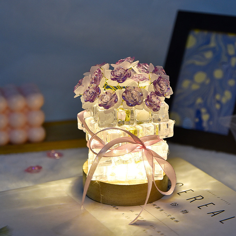 Đèn Hoa Hồng Handmade - Quà Valentine Lãng Mạn Cho Người Yêu, Đèn Ngủ Trang Trí Phòng Ấm Áp