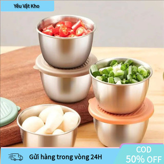 【COD】Cốc nước chấm inox có nắp đậy chắc chắn, ngăn mùi lẫn và giữ nguyên hương vị thực phẩm trong tủ lạnh.