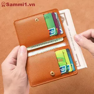 ZK Da PU Màu Trơn Nữ Nút Mỏng Ví Đựng Tiền Xu VN