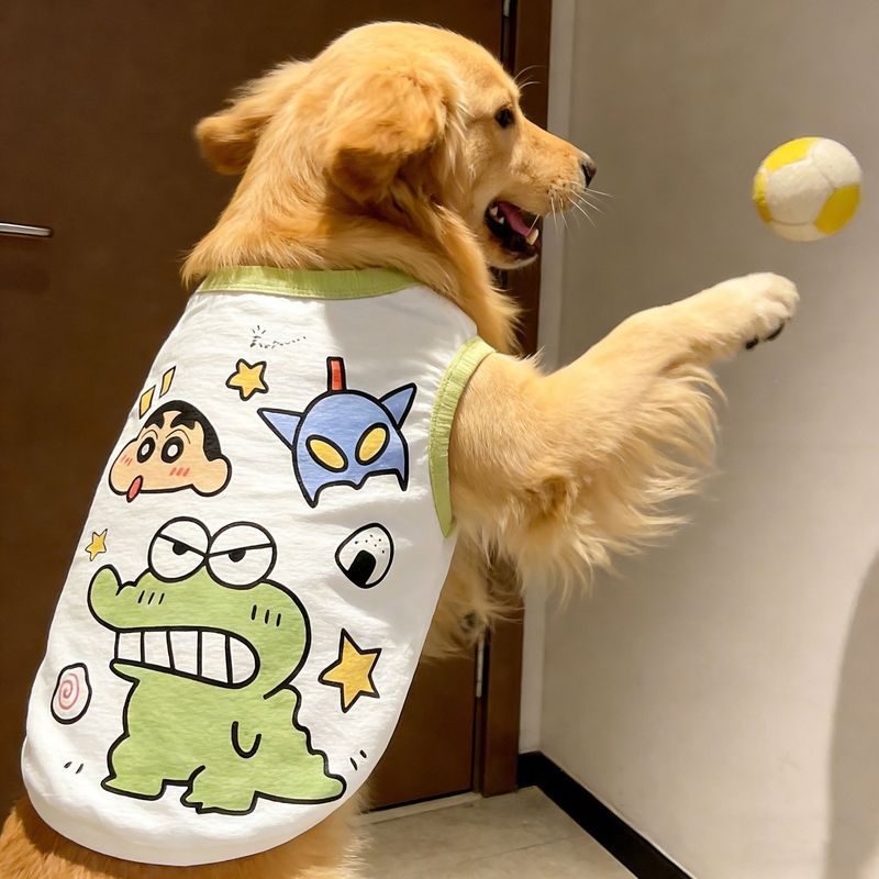 Quần áo cho chó cưng Hoạt hình siêu dễ thương Crayon Shin-Chan Áo Vest thân thiện với da Chó lớn Golden Retriever Labrador