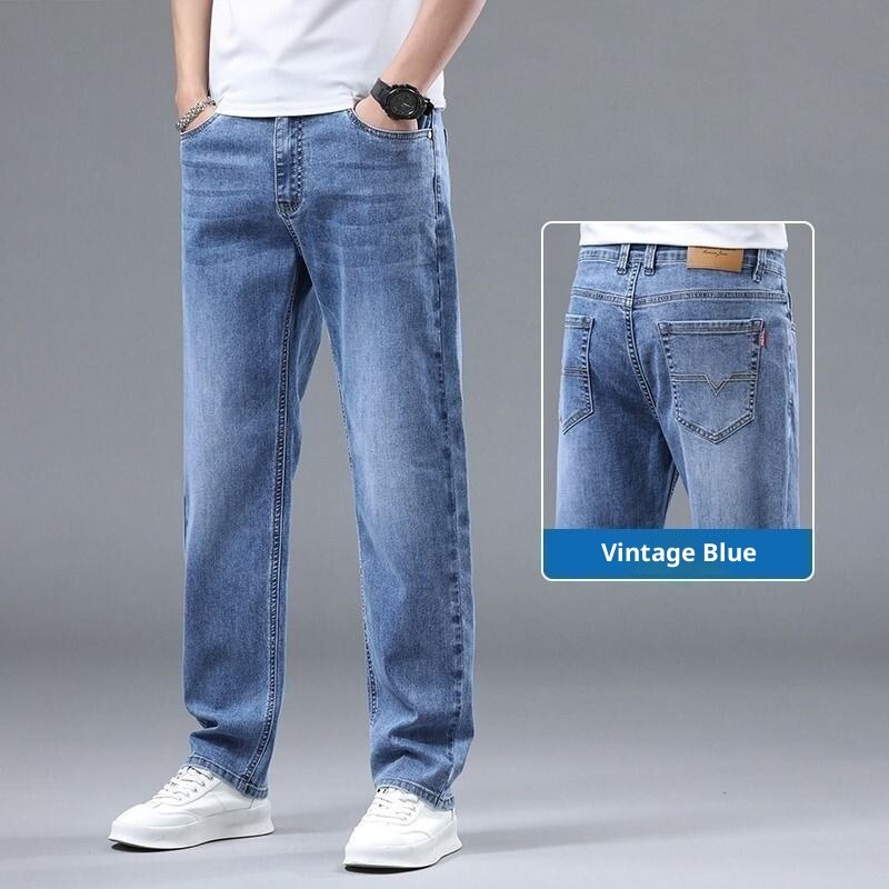Quần Jean Nam Thiết Kế Thẳng, Co Dãn Từ Cotton, Phù Hợp Mặc Hằng Ngày