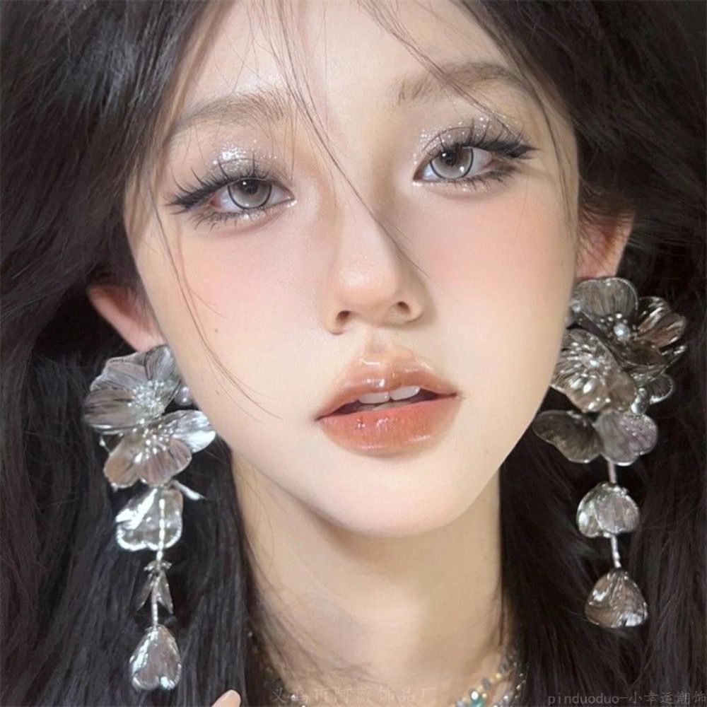 Bông tai cổ điển FANSIN, Bông tai rỗng màu vàng hoa, Thiết kế dài phóng đại Bông tai hoa hồng Boho Phụ kiện cá tính