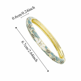 Lắc Tay Cloisonné Men Hoa Lớn, Phong Cách Truyền Thống Trung Quốc Boho - Thời Trang Và Quà Tặng