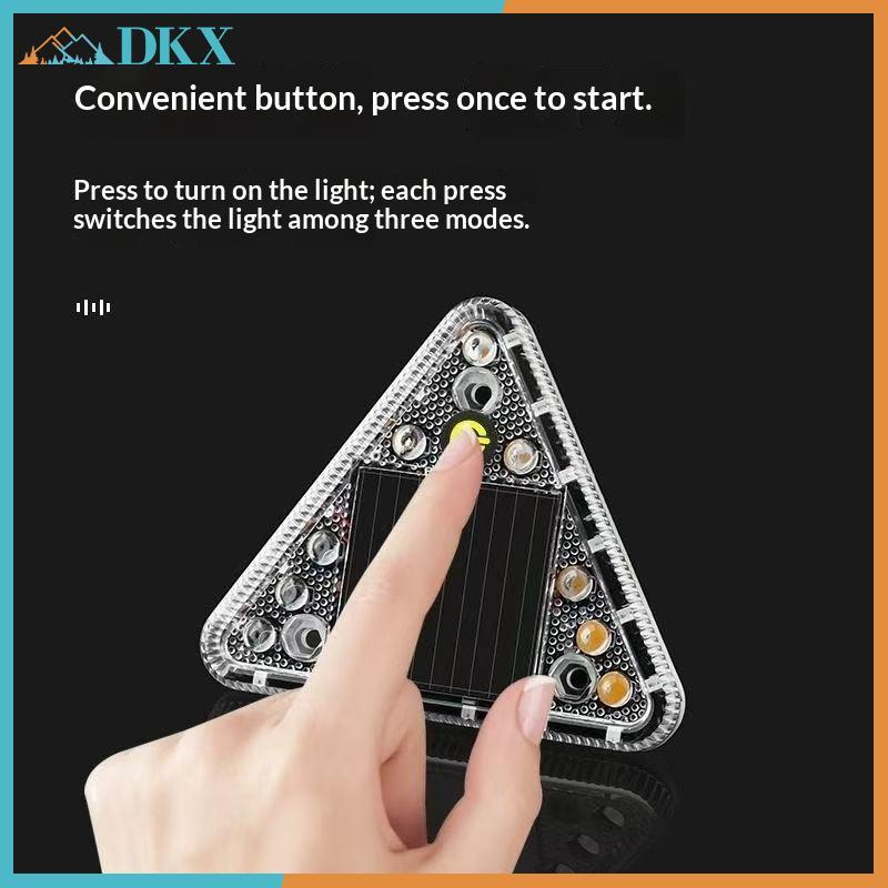 Đèn cảnh báo năng lượng mặt trời DKX LED chống va chạm đuôi, nhấp nháy cảm ứng không dây tam giác