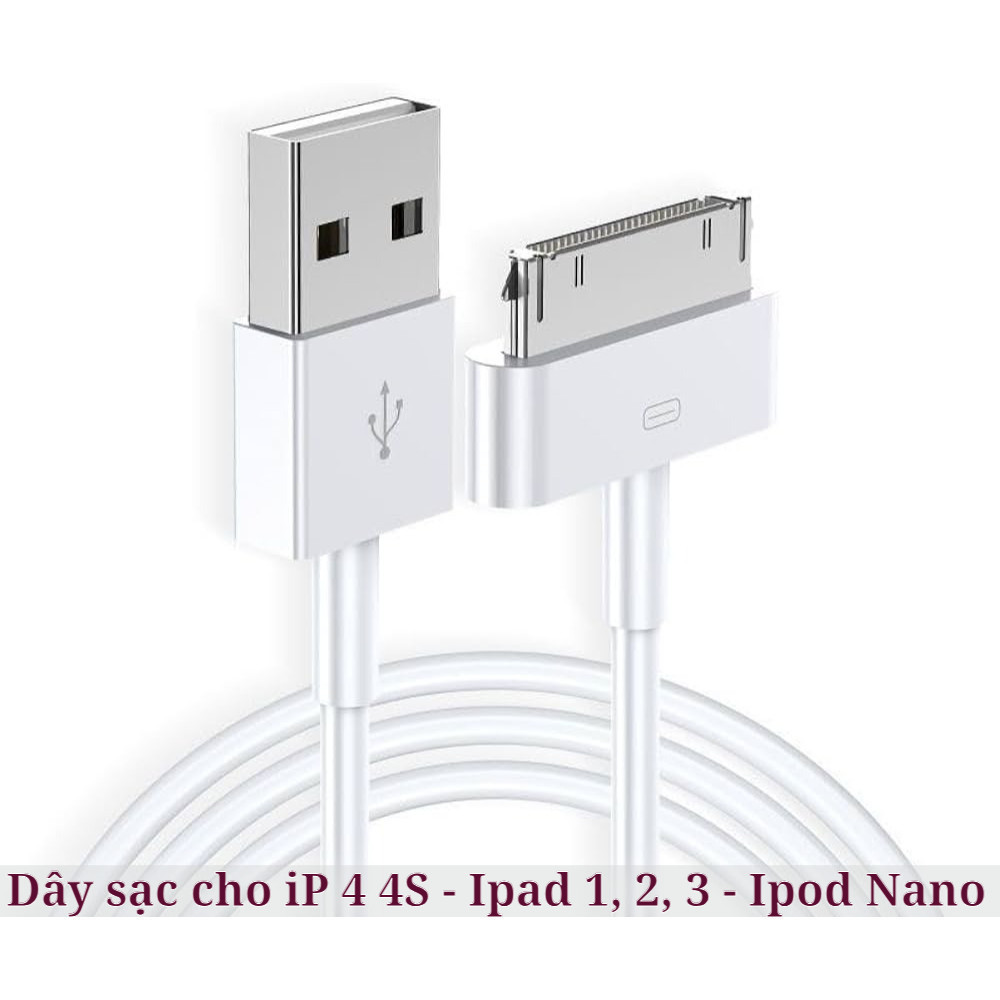 Cáp sạc USB cho iPhone 4 4s 3G 3GS iPad 1 2 3 iPod Nano - dây dài 1 mét / Hàng sẵn kho