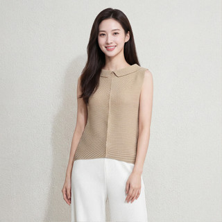 Miyake Áo Thun Không Tay Phong Cách Mùa Hè, Xếp Ly Thoải Mái, Cổ Polo