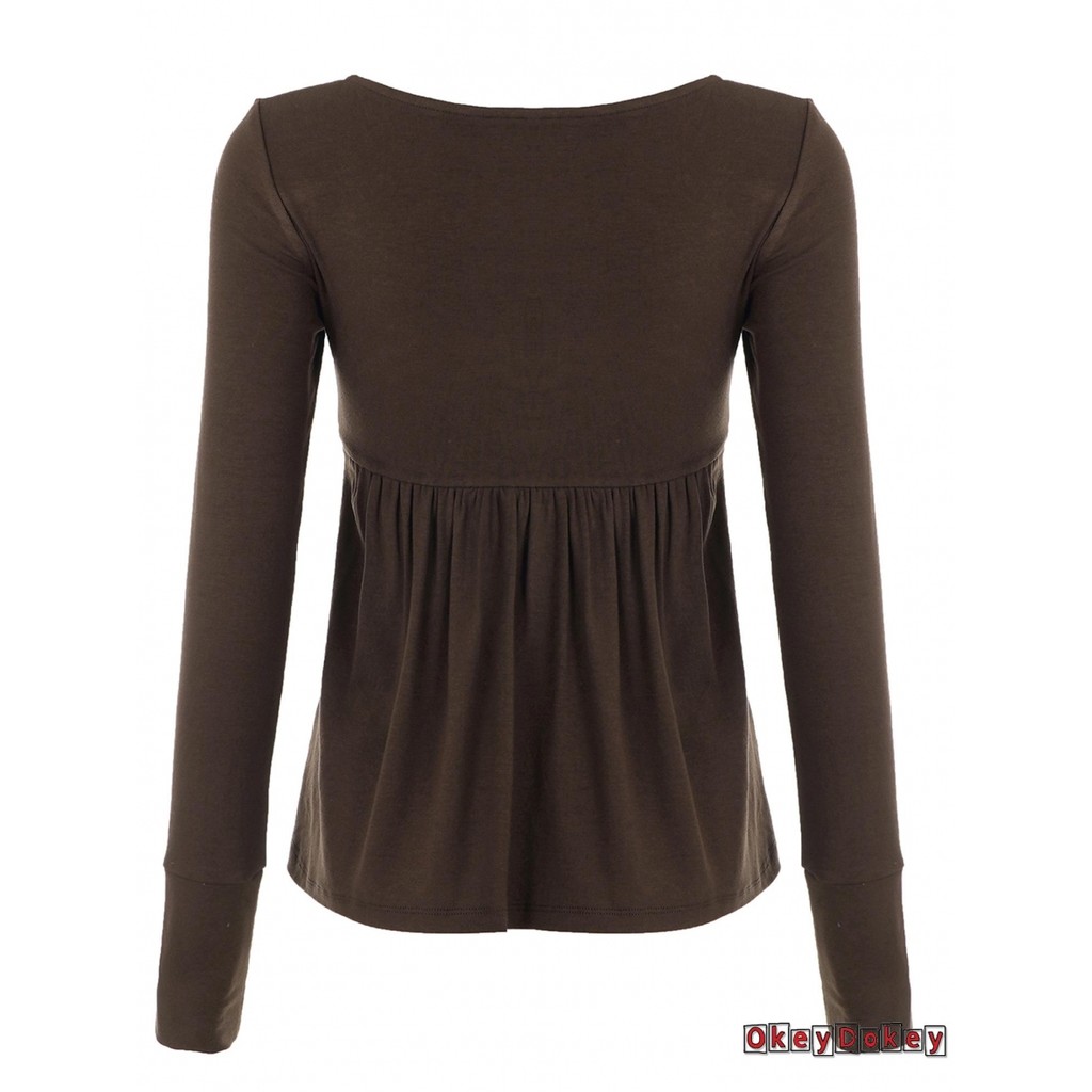 Áo thun Babydoll nữ dài tay nơ xếp ly - Thời trang dạo phố mùa thu