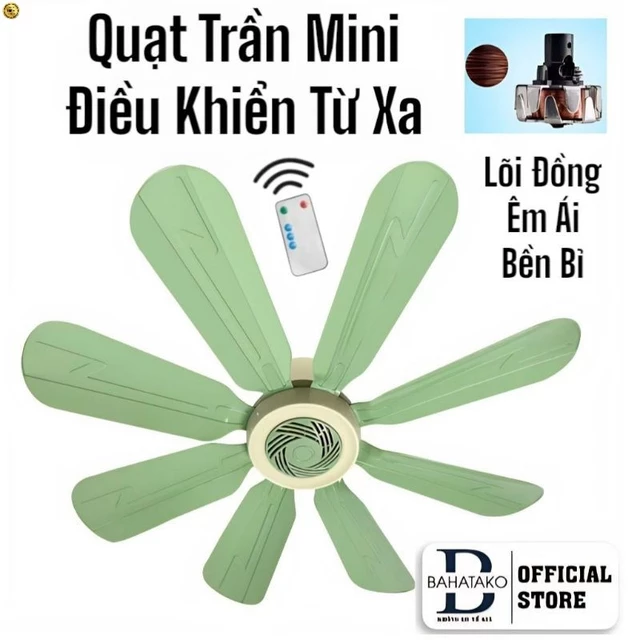 Quạt trần quạt treo tường quạt kẹp bàn treo màn, treo mùng đuổi muỗi, quạt cho em bé, siêu êm tiết kiệm điện - BaHaTaKo