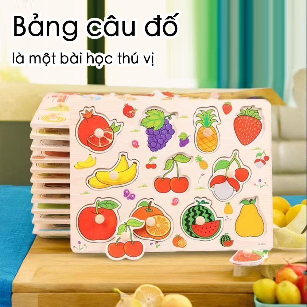 Bộ xếp hình bằng gỗ cho trẻ 1-3 tuổi, xếp hình ghép mảnh cho trẻ 2-4 tuổi, bộ xếp hình giáo dục.