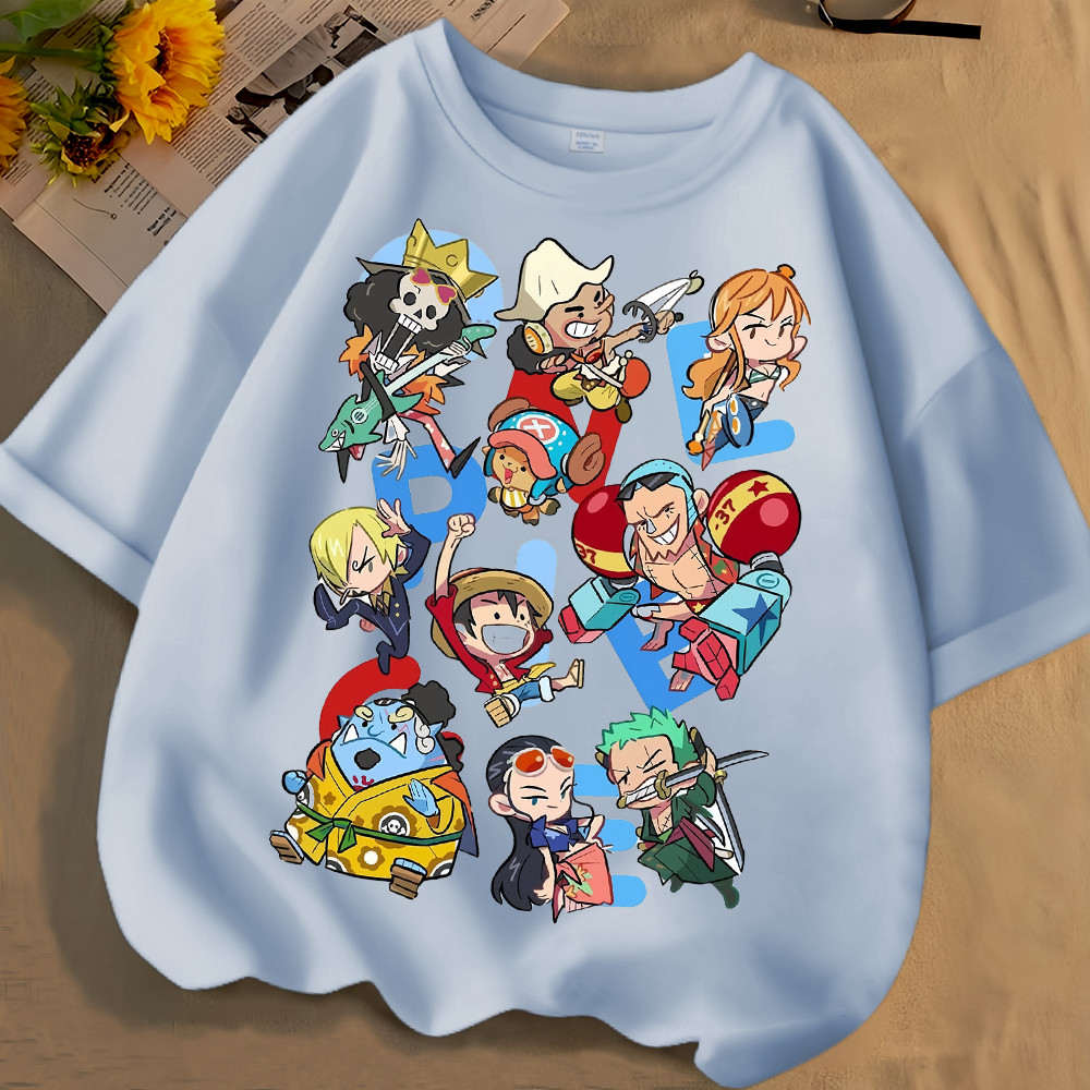 One Piece Chopper Hoạt Hình Trẻ Em Áo Anime Dễ Thương In Đồ Họa Thường Ngày Trang Phục Trường Học Mùa Hè