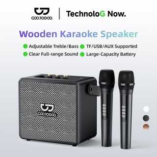 Loa không dây Karaoke Gỗ GOOJODOQ 2 Micro, Hỗ trợ TF/USB/AUX, Âm thanh hay, Giá Tốt