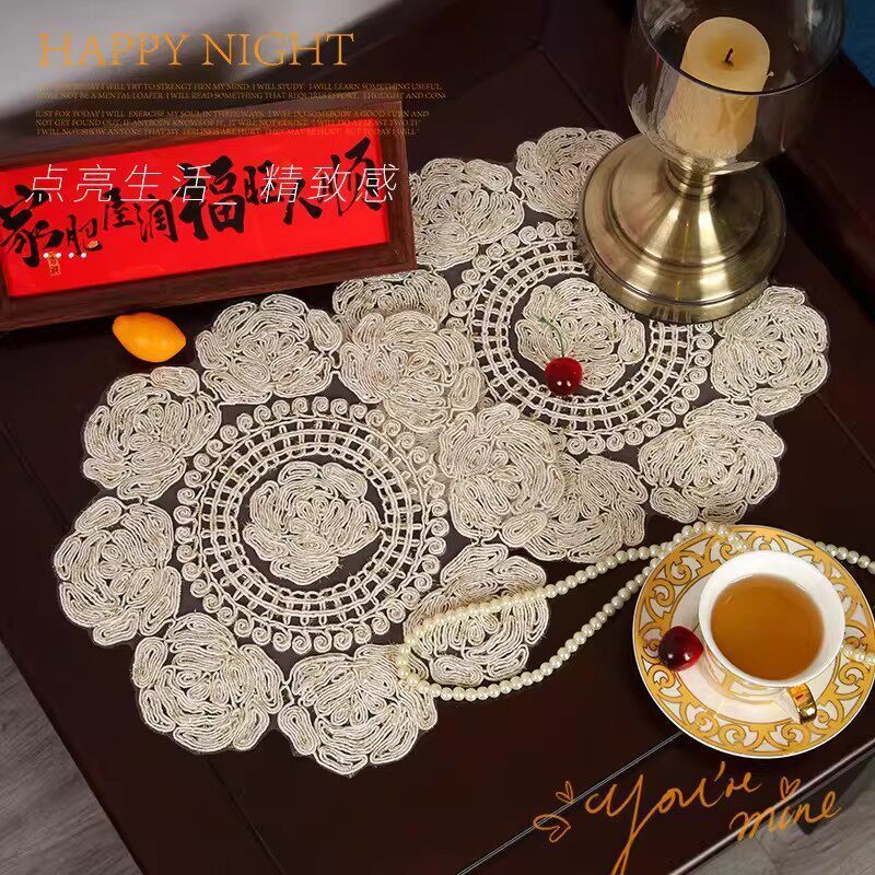 Thảm thêu Placemat Thấm hút và cách nhiệt Coaster Bình đế Thảm trải bàn nhỏ