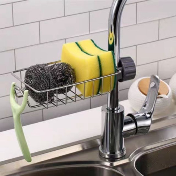 Giá Treo Vòi Đựng Đồ, Giẻ Rửa Chén Bát, Kệ Gắn Vòi INOX Để Đồ Giẻ Rửa Chén, Giúp Khu Bếp Luôn Khô Ráo, Sạch Sẽ