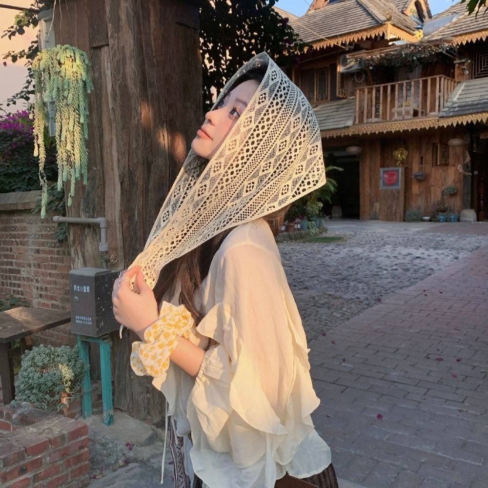 Hululu / Phong Cách Mới Cao Cấp Thời Trang Lớp Váy Eo Khăn Phong Cách Hàn Quốc ins Rỗng Retro Tam Giác Khăn Mông Rèm