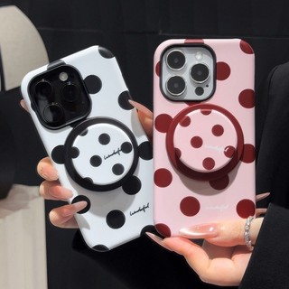 Ốp bảo vệ họa tiết chấm bi đen trắng cho iPhone 11 12promax 13pro15pro 15promax 14 14promax 14pro 16 pro max 16 plus 17 17promax ốp lưng hai trong một