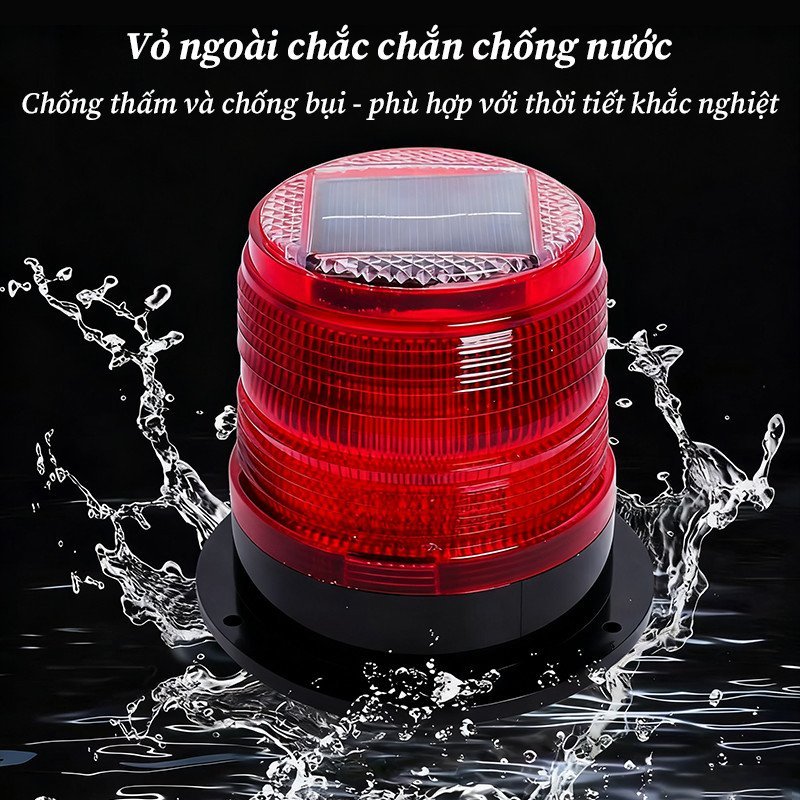 Đèn cảnh báo năng lượng mặt trời gắn nam châm chống nước LED nhấp nháy tự động tự sạc phát sáng