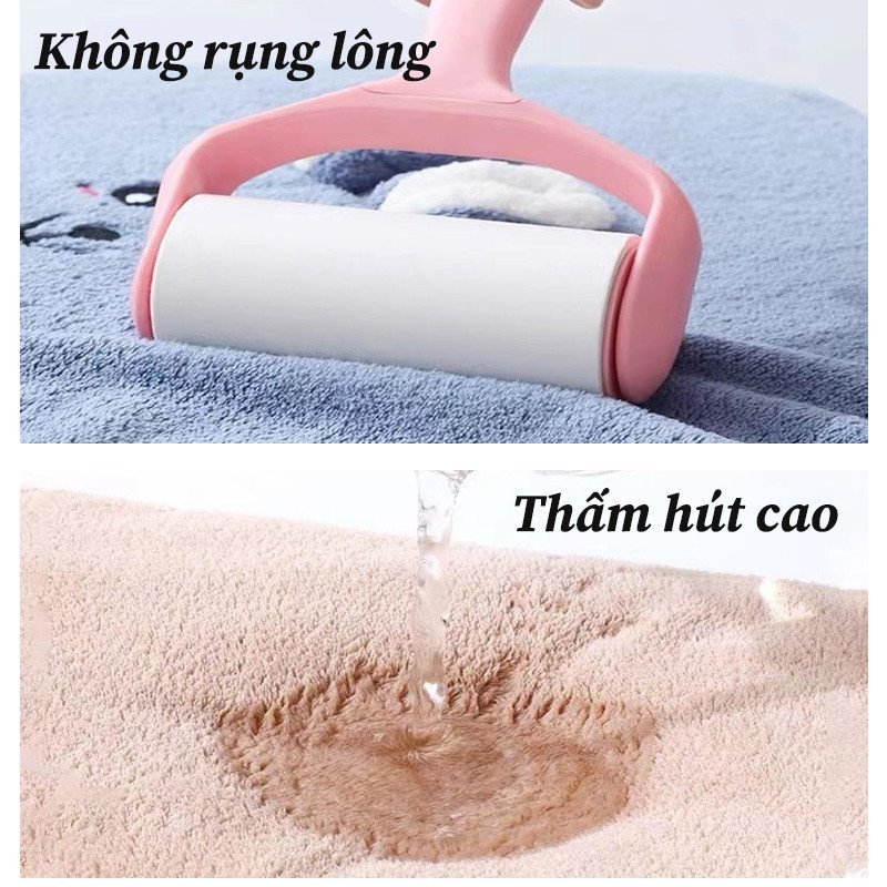 Khăn choàng tắm trẻ có mũ nhung san hô mềm mại thân thiện da lau khô nhanh dễ mặc tháo thoáng khí