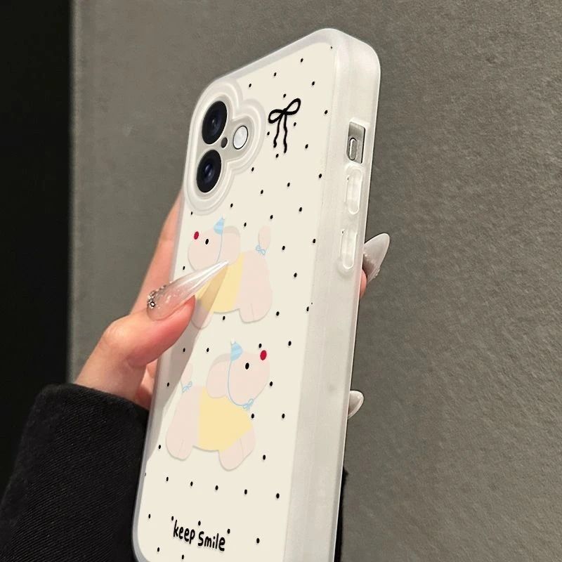 Hình chó con phù hợp với 16 vỏ điện thoại iPhone 17 Air, cảm giác da 14/13/11 Pro