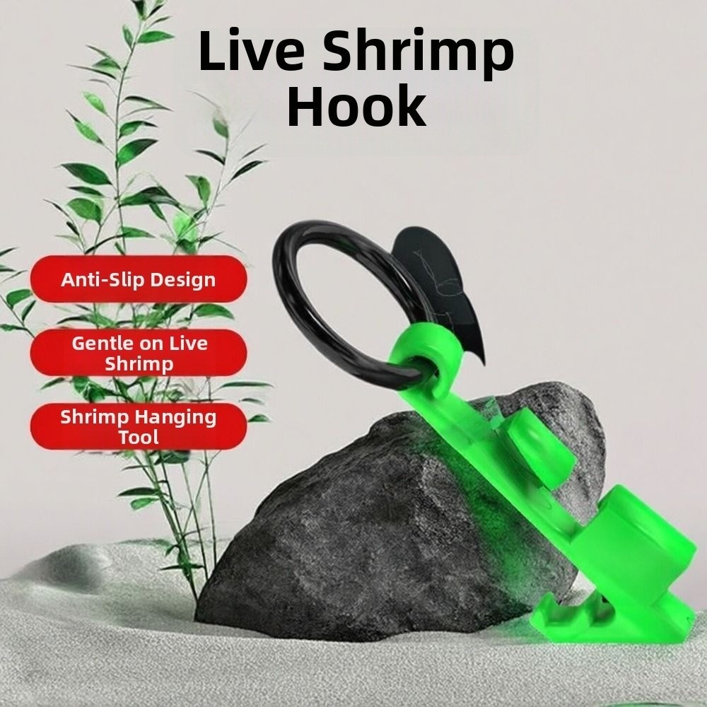 HYCEO 5Pcs Luminous Live Shrimp Hooks, Stainless Anti-entanglement Luminous Bait Fixed Holder Set, Durable No Unhooking Sharp Barbed Anti Slip String Hook for Fishing Accessories