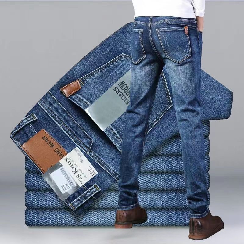 Quần Jean Denim Nam Co Giãn, Ống Thẳng Dáng Rộng, Phù Hợp Thời Trang Mùa Thu