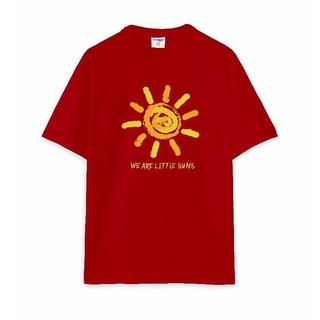 Áo thun nam in hình hoạt hình mặt trời, kiểu dáng thời trang, cổ tròn, thoải mái, phong cách retro Mỹ thường ngày.