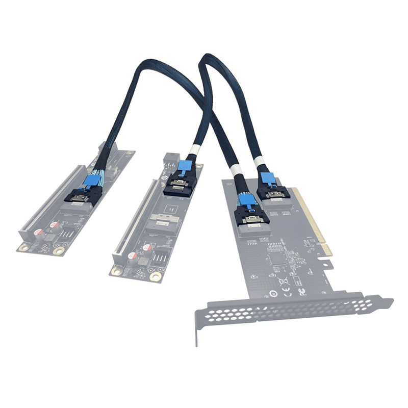 Cáp dữ liệu JMT SlimSAS SFF-8654 8i o 8i & SFF-8654 sang PCI-E 4.0 X16 Gen4 Thẻ chuyển đổi & Mặt sau Cổng hỗ trợ Chia tách