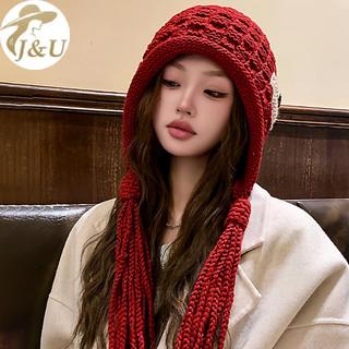 JU Thu Đông Ấm Áp - Bím Mũ Len Handmade Dệt Kim Xu Hướng Thời Trang Mới VN