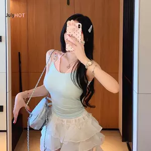Camisole định hạt dây giả hai miếng style Y2K dopamine dành cho nữ mùa hè