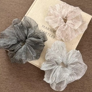 Hululu - Dây buộc tóc nữ cao cấp phong cách Hàn Quốc, đá kim cương và organza xếp ly, đa dụng cho đuôi ngựa hoặc mũ đội đầu
