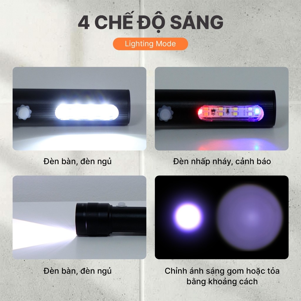 Đèn pin cầm tay mini G2-9830 siêu sáng, đèn pin led thấu kính cầu lồi chip led COB, đèn pin laser