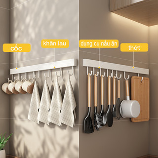 Giá Treo Bếp Không Khoan, Móc Treo Dụng Cụ Nhà Bếp Bằng Nhôm Không Gian, Móc Treo Trên Tường, Chống Rỉ Và Bền