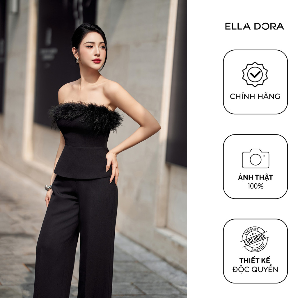 Áo cúp ngực nữ ELLA DORA peplum phối lông 2 lớp form gọn tôn dáng sang trọng  thanh lịch [SM135]