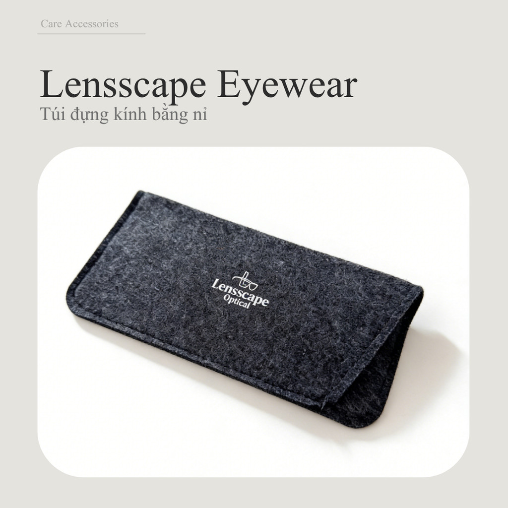 LENSSCAPE -Túi đựng kính bằng nỉ màu xám đậm – in logo thương hiệu, thiết kế riêng biệt