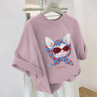 Mèo Áo Thun Cotton Với Khăn Trùm Đầu Họa Tiết Hoạt Hình Phù Hợp Hàng Ngày