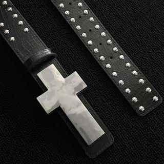 Thắt lưng chữ thập bằng kim loại đính đá phong cách tối Gothic Punk
