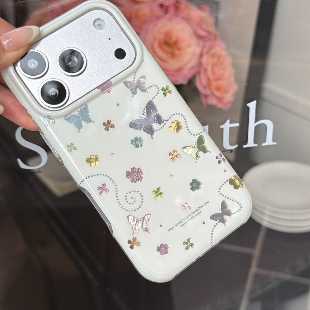 Ốp lưng iPhone hình bướm hoa phù hợp cho iPhone 17 Pro Max, 17, 16, 15, 14 và 13