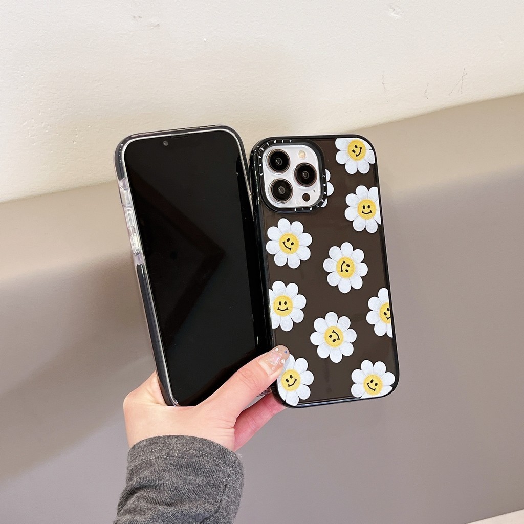 CAPASHIP Giả Thêu Miếng Dán Tình Yêu Hoa Vàng Mặt Nụ Cười Vỏ Mềm Tương Thích Cho iPhone 17 Pro Max Air Plus 16 / 15 / 14 / 13 / 12 / 11 / XR / X / XS / SE / 8 / 7 / 6