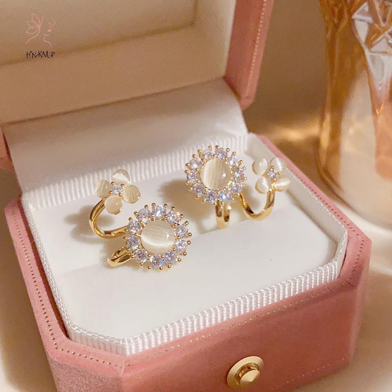 Bông Tai Mắt Mèo Đá Zircon Hoa Cho Nữ - Thời Trang Dự Tiệc