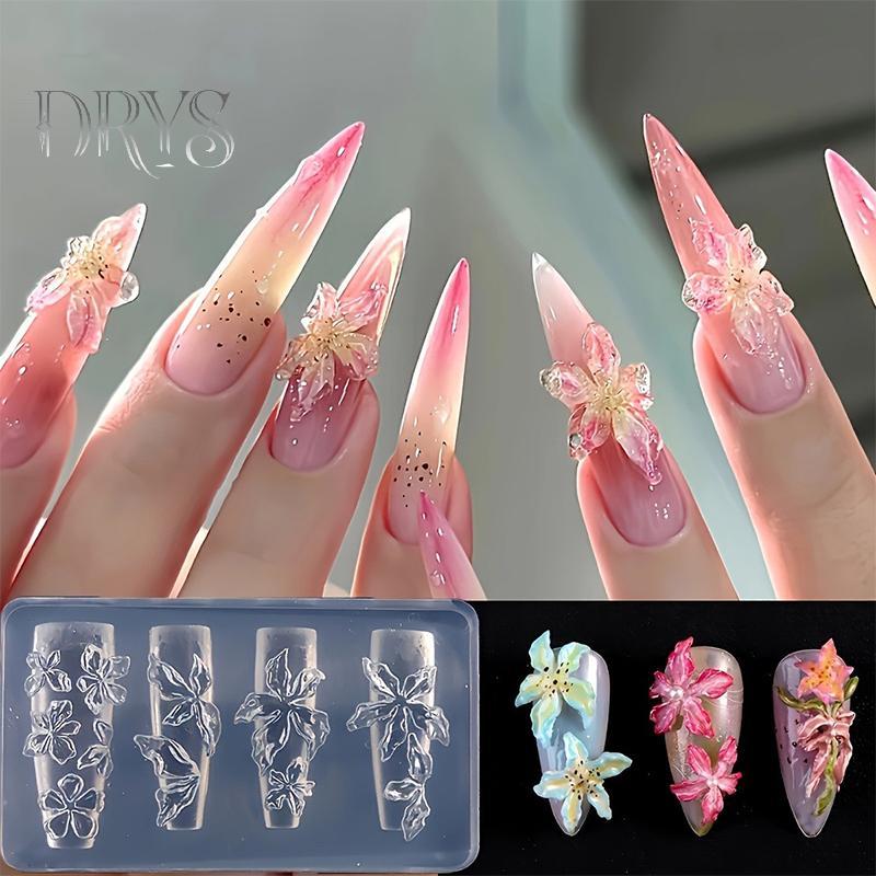 (TFT) Hoa Serie 3D Silicone Phụ Kiện Móng Tay Khắc Khuôn Hoa Đá Lily Tự Làm Mẫu Móng Tay Nghệ Thuật Khắc Khuôn Quyến Rũ MỚI