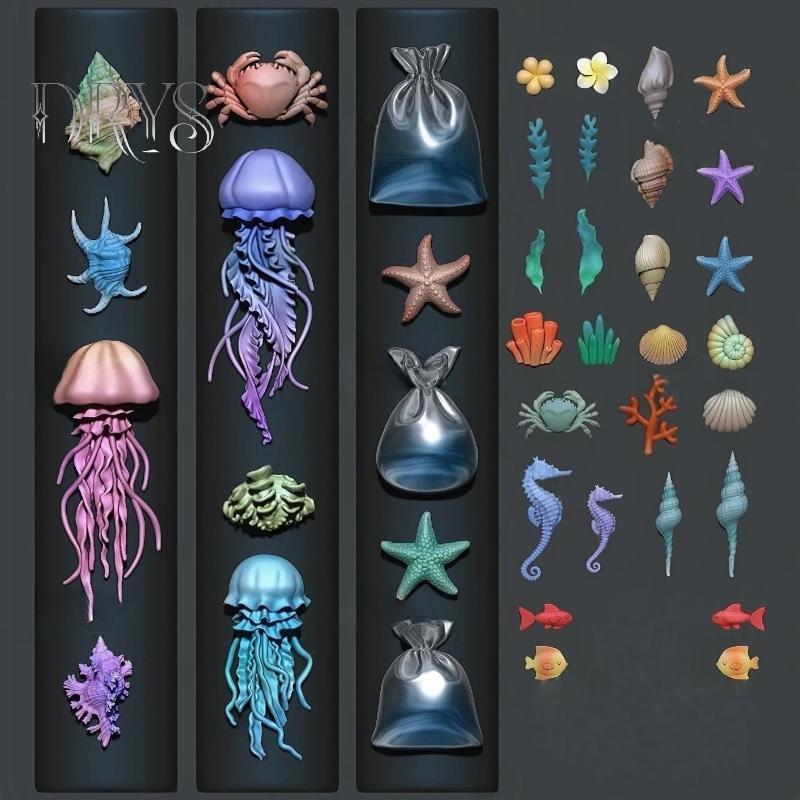 (TFT) 3D Ocean Series Khuôn Làm Móng Tay Silicon DIY Nail Art Trang Trí Sứa Sao Biển Vỏ Trong Suốt Làm Móng Tay Cho Móng Tay Thủ Công MỚI