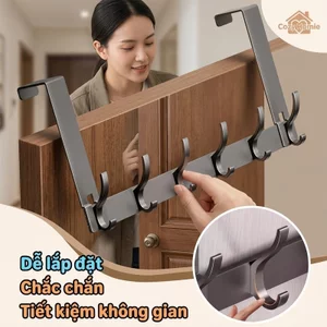 thanh móc treo sau cửa nhôm anod chống gỉ không khoan đục không hỏng cửa xám nhà bếp 6 7 8 móc