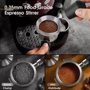 Bộ phụ kiện Espresso TRTR 5 CÁI, Bộ phân phối cà phê và máy san phẳng Tamper, Bộ dụng cụ WDT và phễu định lượng phù hợp với 51 / 53 / 58 Mm VN