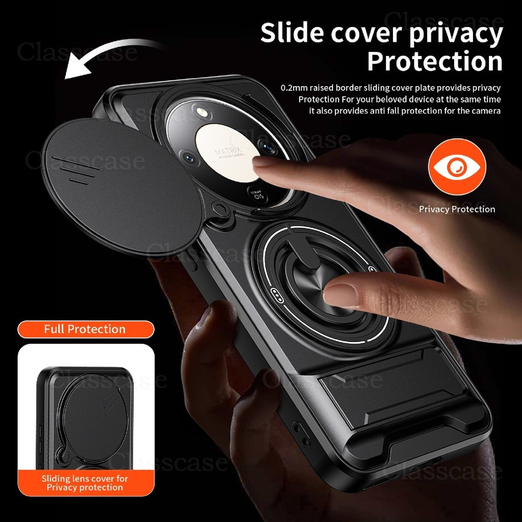 Ốp Cho Honor X9d X9c X9b X9a smart X9csmart HonorX9d X9 d HonorX9c X9 c Vỏ Điện Thoại Xoay Vòng Từ Tính Trượt Bảo Vệ Camera Thẳng Đứng Chân Đế Chống Sốc