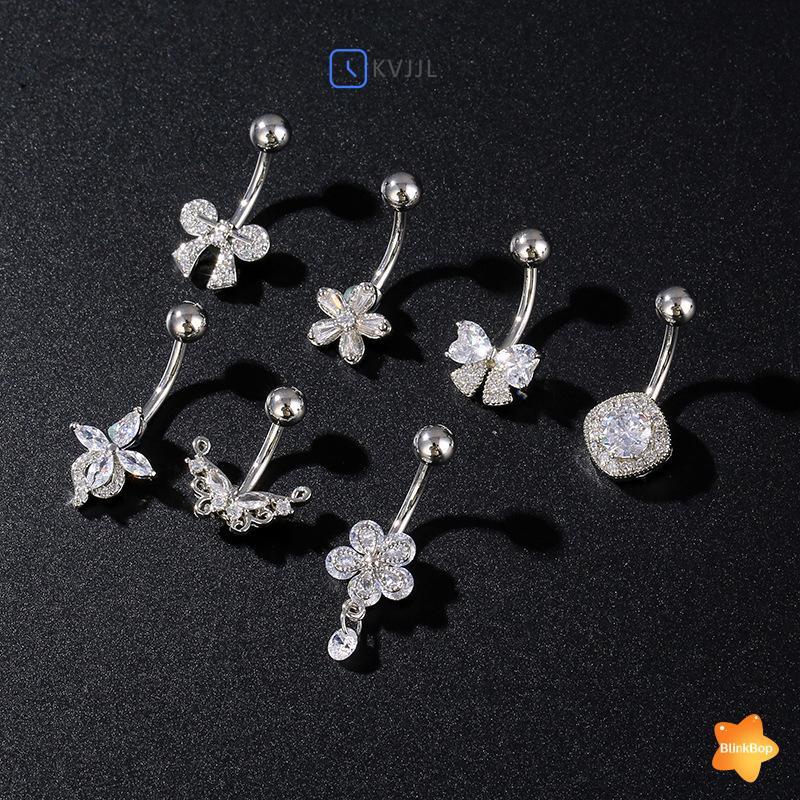 [KvJJL-t] Nhẫn rốn hoa bằng thép không gỉ Vòng xỏ lỗ rốn dành cho nữ Cô gái Nhẫn xỏ khuyên bụng gợi cảm Trang sức cơ thể mới