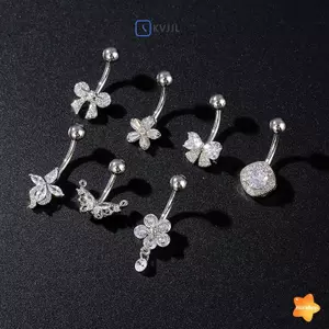 Nhẫn rốn hoa bằng thép không gỉ Vòng xỏ lỗ rốn dành cho nữ Cô gái Nhẫn xỏ khuyên bụng gợi cảm Trang sức cơ thể mới