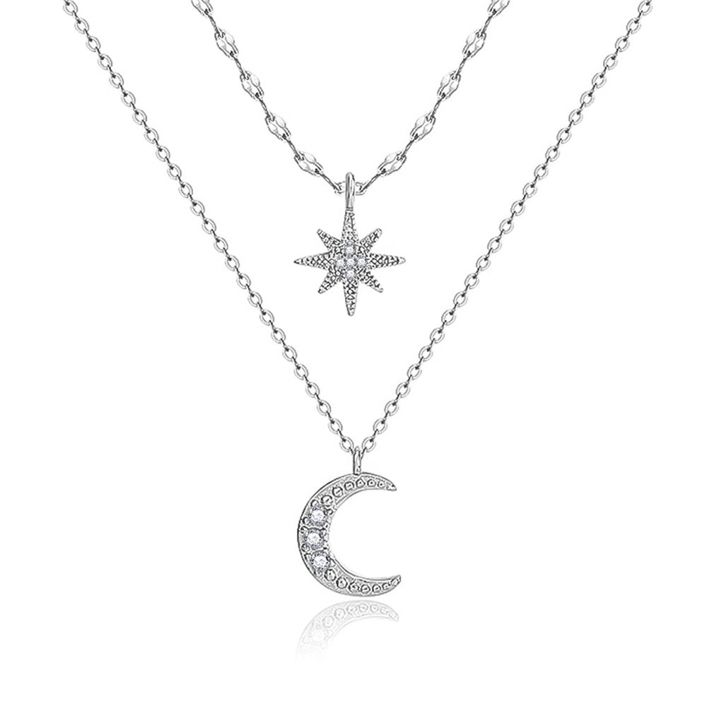 Vòng cổ nữ hai lớp Silver Star Moon 925