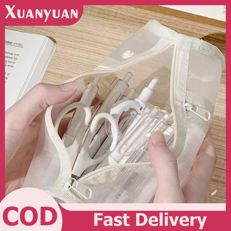 XUAN Lưới Kép Cọ Trang Điểm Túi Bảo Quản Bàn Chải Di Động Hộp Đựng Bàn Chải Dung Tích Lớn Đơn Giản Giá Đỡ Xô Du Lịch Túi Đứng VN