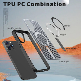 Vỏ tản nhiệt tế bào từ tính cho Samsung Galaxy A57 A56 A55 A36 A35 A26 A25 A16 A15 A14 S26 S25 S24 S23 FE Ultra Plus Ốp điện thoại chân đế