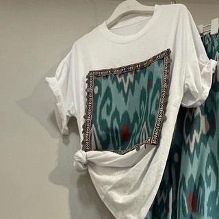 Quần ống rộng Quần cạp cao + Áo thun ngắn tay in họa tiết cổ điển dành cho nữ mùa hè Bộ đồ hai mảnh thời trang thường ngày B